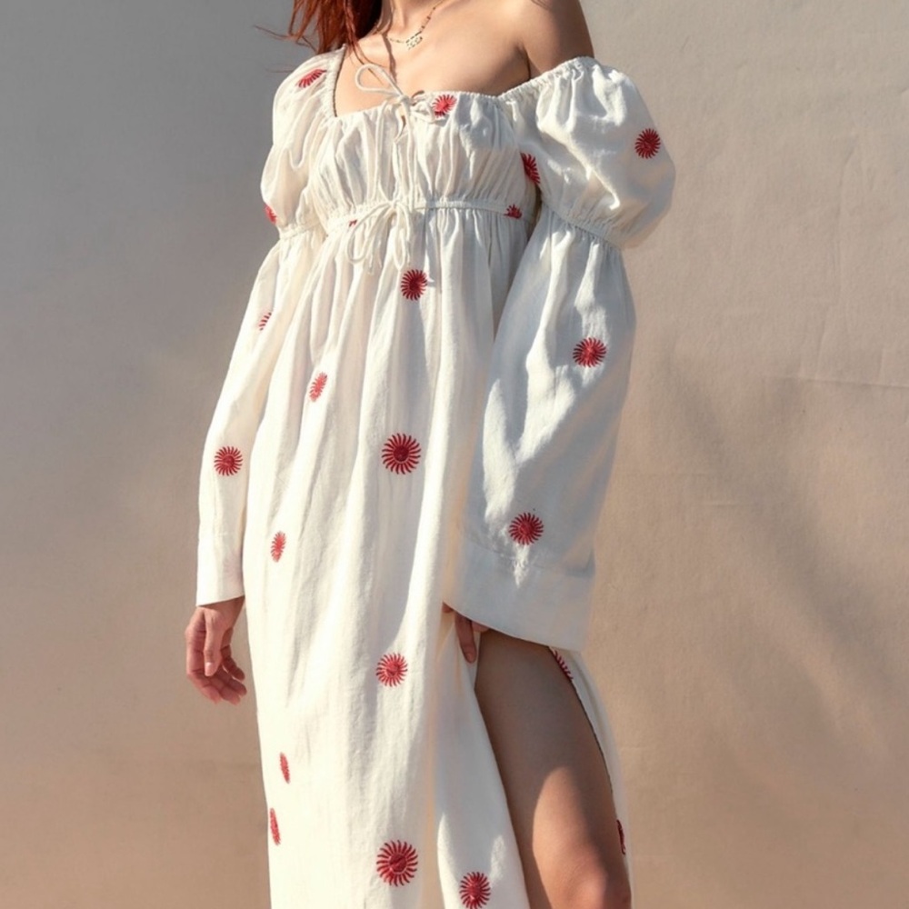 Free People $168 Emory Embroidered Midi Dress NWOT
